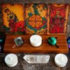 Wood Triple Moon Stand Wooden Tarot Card Candle Display Holder Altar Supplies