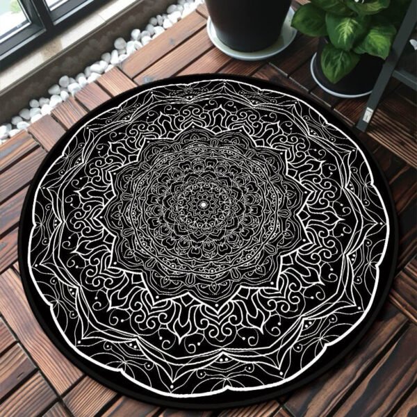 Mandala Bedroom Carpet Children's Room Floor Mat Non-slip Computer Chair Study Mat Ethnic Style Living Room Round Carpet
