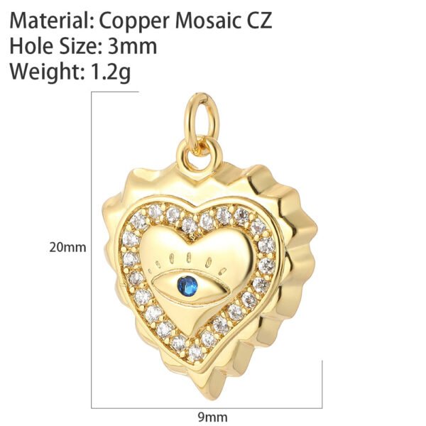 Heart Greek Eye Gold Color Pendant Charms for Diy Earrings  Evil Blue Eye Charms