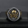 Gothic Ring Pirate Signet Double Knife Skull Ring