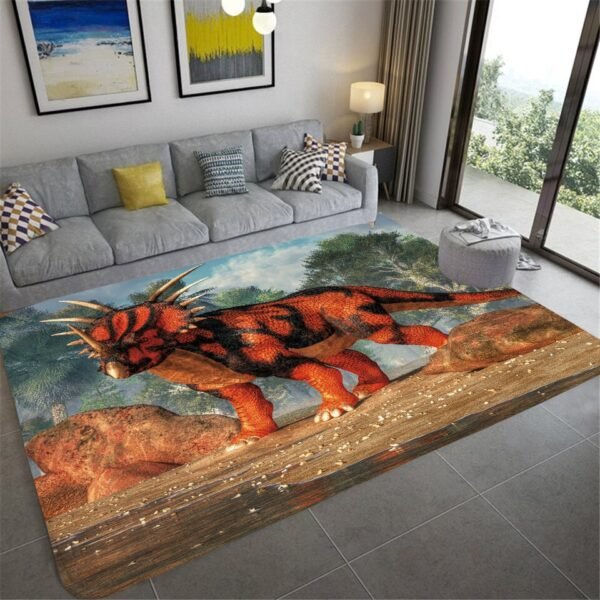 3D Mats Dinosaur Fossil Art Premium Rug Square Flannel Anti-slip Large Carpet Living Room Home Decor Kids Bedroom Furry Carpet