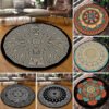 Mandala Bedroom Carpet Children's Room Floor Mat Non-slip Computer Chair Study Mat Ethnic Style Living Room Round Carpet