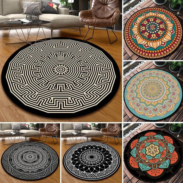 Mandala Bedroom Carpet Children's Room Floor Mat Non-slip Computer Chair Study Mat Ethnic Style Living Room Round Carpet