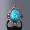 Vintage Oval Natural Labradorite Rings For Women Silver Ring Jewelry Finger Ring Gemstone Rings