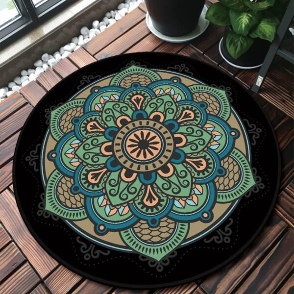 Mandala Bedroom Carpet Children's Room Floor Mat Non-slip Computer Chair Study Mat Ethnic Style Living Room Round Carpet