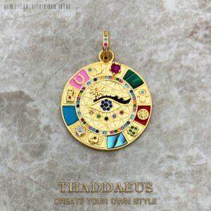 Magical Lucky Symbols Gold Turquoise Amulet