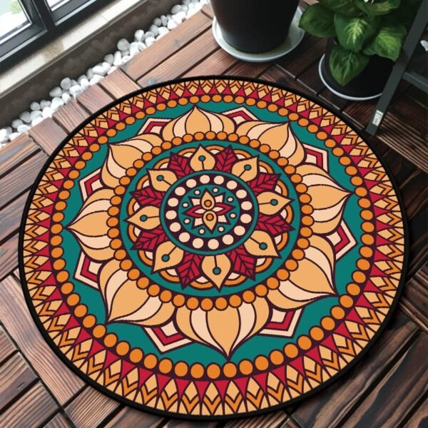 Mandala Bedroom Carpet Children's Room Floor Mat Non-slip Computer Chair Study Mat Ethnic Style Living Room Round Carpet