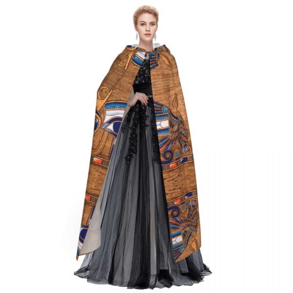 Long Cape Cloak Egyptian Papyrus Horus Eye Hooded Cloak Coat Autumn Hoodies