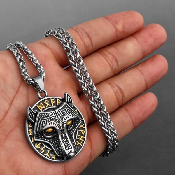 Viking Style Various Wolf Head Runes Unisex Necklace Pendant