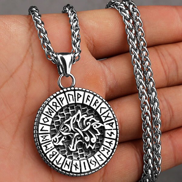 Viking Style Various Wolf Head Runes Unisex Necklace Pendant