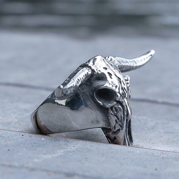 Gothic Stainless Steel Bull Skull Ring