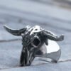Gothic Stainless Steel Bull Skull Ring