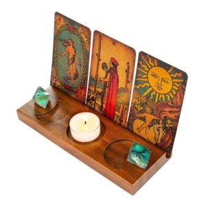 Wood Triple Moon Stand Wooden Tarot Card Candle Display Holder Altar Supplies
