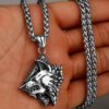 Viking Style Various Wolf Head Runes Unisex Necklace Pendant