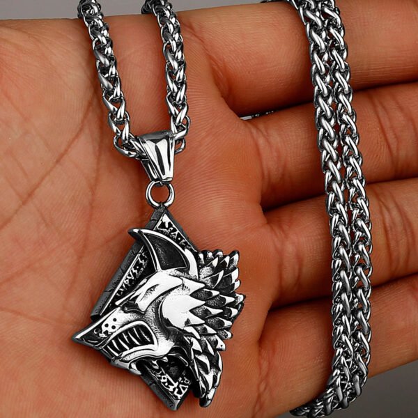 Viking Style Various Wolf Head Runes Unisex Necklace Pendant