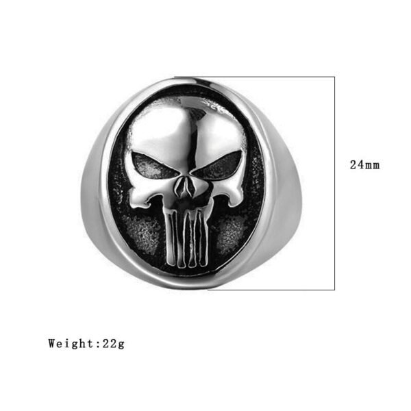 Mens Gold/Silver Color Stainless Steel Punisher Skull Rings
