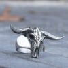 Gothic Stainless Steel Bull Skull Ring