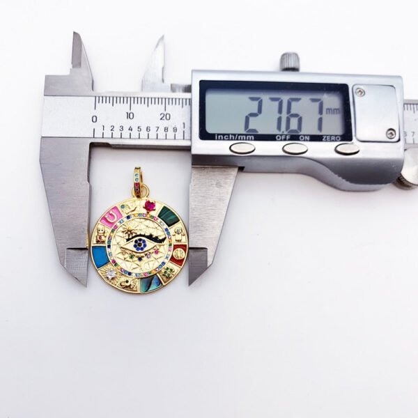 Magical Lucky Symbols Gold Turquoise Amulet