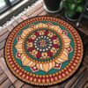 Mandala Bedroom Carpet Children's Room Floor Mat Non-slip Computer Chair Study Mat Ethnic Style Living Room Round Carpet