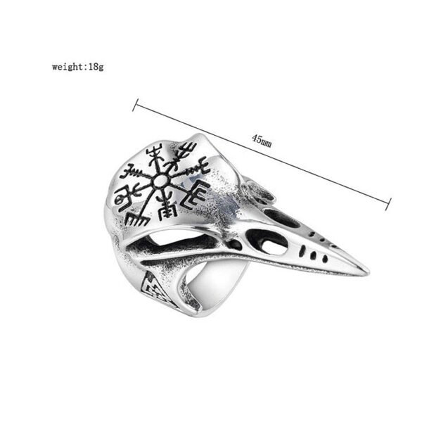 Odin Crow Skull Men's Ring Gothic Stainless Steel Compass Rings