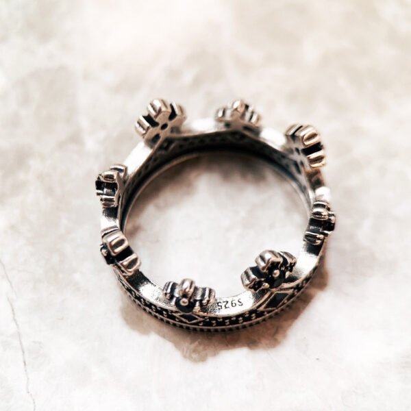 Royal Ring Crown Europe Style Victorian Fine Jewelry  Pure 925 Sterling Silver Gift