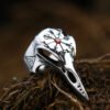 Nordic Mythology Odin Stainless Steel Skull Raven Ring