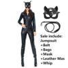 Halloween Costume For Women Cat Suits Sexy Jumpsuit with Whip And Cat Mask Leather Cosplay Uniform Nightclub Party Bodysuit