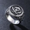 Gothic Ring Pirate Signet Double Knife Skull Ring