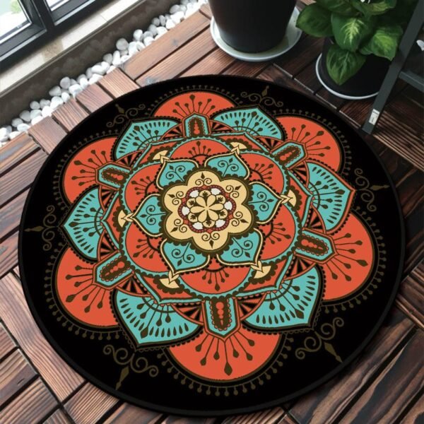 Mandala Bedroom Carpet Children's Room Floor Mat Non-slip Computer Chair Study Mat Ethnic Style Living Room Round Carpet