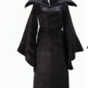 2022 Adult Women Maleficent Witch Cosplay Suit Black Luxury Flared Sleeves Long Dress Robe With Headdress Halloween Costume