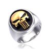 Mens Gold/Silver Color Stainless Steel Punisher Skull Rings