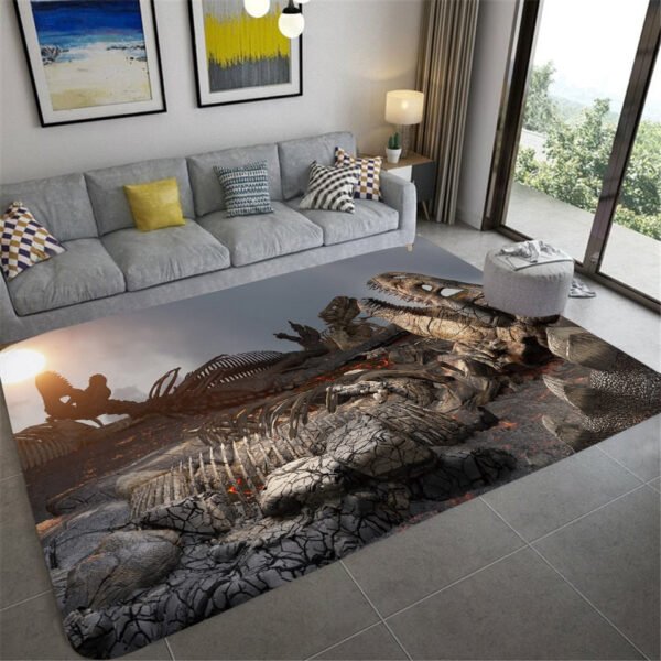 3D Mats Dinosaur Fossil Art Premium Rug Square Flannel Anti-slip Large Carpet Living Room Home Decor Kids Bedroom Furry Carpet