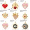 Heart Greek Eye Gold Color Pendant Charms for Diy Earrings  Evil Blue Eye Charms