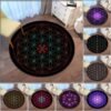 Sacred Geometry Flower Print Round Carpet for Living Room Floor Mat Anti Slip Computer Chair Mat Bedroom Rug Home Decor