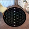 Sacred Geometry Flower Print Round Carpet for Living Room Floor Mat Anti Slip Computer Chair Mat Bedroom Rug Home Decor