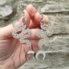 Sacred Snake Earrings Crescent Moon Earrings Long Stainless Steel Statement Earrings