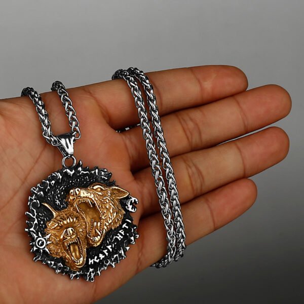 Viking Style Various Wolf Head Runes Unisex Necklace Pendant