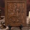 Saint George and the Dragon Wood Carved Religious Image Wall Decor, Mural Ornament, Protective Saints, Christian Soldier Gift