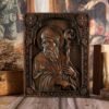 Saint Patrick Square Plaque Religious Icon Wooden Carved Wall Decor Catholic Saint Irish Bishop Saint Christian Gift