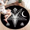 Satan Round Carpet, Personalized Rug, Satanic Goat Head Round Carpet, Sigil of Baphomet Rug Area Rug