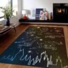 Cat and moon rug constellation rug living room queen size rug space bathroom mat black door mat home decor gift
