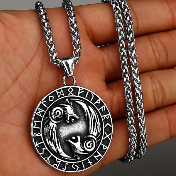 Viking Style Various Wolf Head Runes Unisex Necklace Pendant