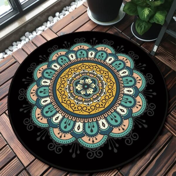Mandala Bedroom Carpet Children's Room Floor Mat Non-slip Computer Chair Study Mat Ethnic Style Living Room Round Carpet