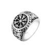 Vintage  Compass Nordic Viking Axe Ring Male Norse Mythology Jewelry