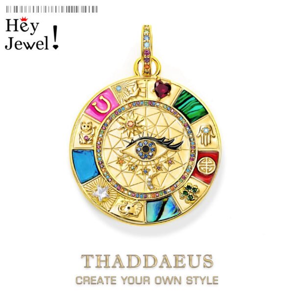 Magical Lucky Symbols Gold Turquoise Amulet