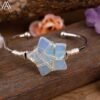 Wire Wrapped Gemstone Stars Beads Silver Copper Wristband Bangle