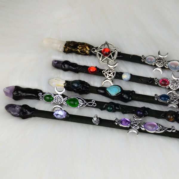 Magic Spell Witch Magic Fairy Wand Crystal Triple Crescent Moon Ritual Tool Altar Adornment Banish Evil Wicca Gift