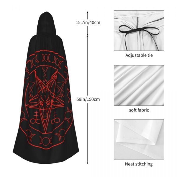 Adult Cloak Cape Hooded Baphomet And Lucifer Medieval Costume Witch Wicca Vampire Elf Purim Carnival Party