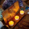 Wood Triple Moon Stand Wooden Tarot Card Candle Display Holder Altar Supplies
