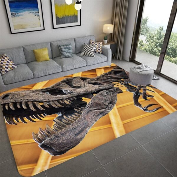3D Mats Dinosaur Fossil Art Premium Rug Square Flannel Anti-slip Large Carpet Living Room Home Decor Kids Bedroom Furry Carpet